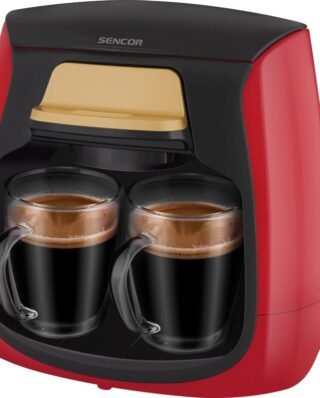 Sencor Red Coffee Maker .3l Including 2 Double Wall Glass Mugs- 500w